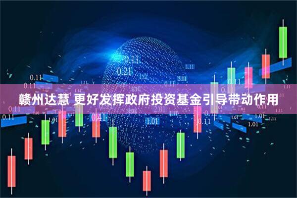 赣州达慧 更好发挥政府投资基金引导带动作用